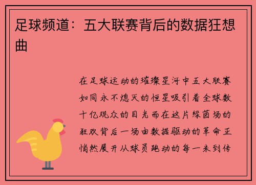 足球频道：五大联赛背后的数据狂想曲
